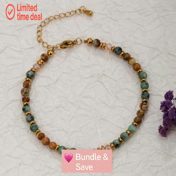 9PC Cross Bracelet Set Adjustable Natural Stone Beaded Faith Jewelry - Picture 3 of 8